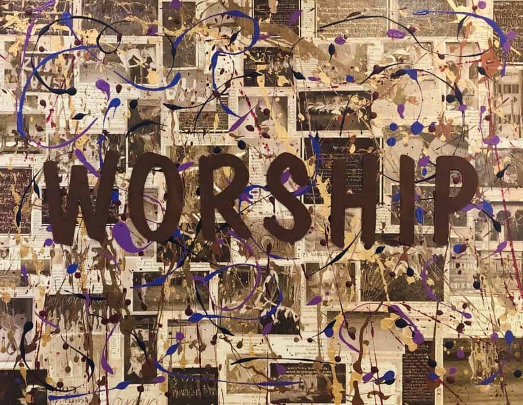 Mixed Media Art on Canvas, Divine Turnaround Word for Worship, Megan Joy Chapman