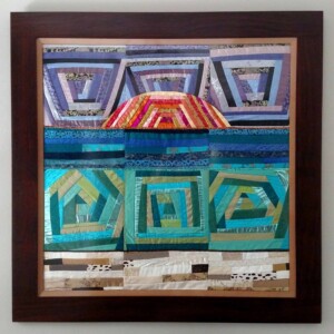 Hawaiian Crazy Quilt design by Megan Joy Chapman. Peruvian Walnut Custom Frame by Ray Strauss. Finished Piece measures 48" x 48" square. megan joy chapman