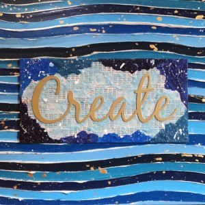 Acrylics, paper, metal, canvas board on canvas. Original measures 20x24. Create Canvas, Megan Joy Chapman, Art