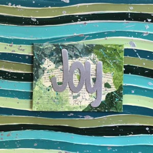 Paper, ink, canvas board, metal, and acrylics on canvas. Measures 14x18. SOLD Joy Canvas, Megan Joy Chapman, Art